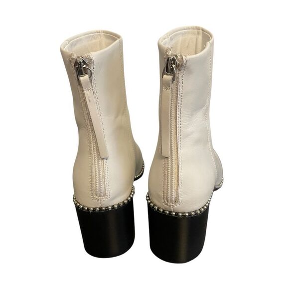 Steve Madden Aquarius White Studded Pointed Toe Leather Boots 6.5 NEW - Picture 4 of 5